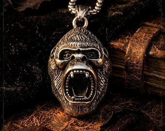 Retro 3D King Kong Titanium Steel Pendant Necklace / Unisex / Hip-Hop Punk Jewelry Gift