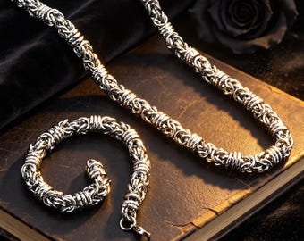 Stylish Handcrafted Titanium Silver Bracelet / Unisex / Luxury Necklace Jewelry Gift