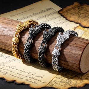 Retro, Bold Dragon-Head Design Titanium Chain Bracelet / Hip-Hop Punk Jewelry Gift
