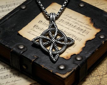 Vintage Openwork Viking Celtic Knot Titanium Steel Pendant Necklace / Unisex / Hip-Hop Punk Jewelry Gift