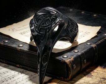Vintage Viking Symbol Raven Skull Titanium Steel Ring / Unisex / Available in Three Colors