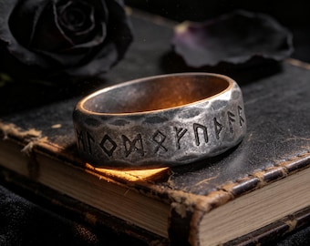 Vintage Titanium Steel Nordic Antique Silver Viking Rune Ring / Unisex / Hip-Hop Punk Jewelry Gift