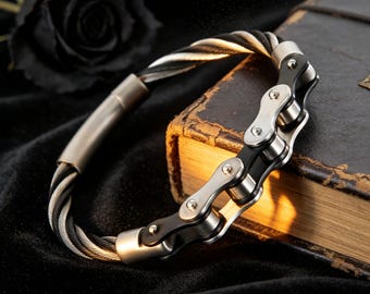 Trendy Retro Braided Cable-Knit Motorcycle Chain Bracelet / Hip-Hop Gothic Jewelry Gift