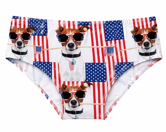 Freedom Pup Patriotic Briefs – Funny American Flag Dog Men's Underwear, USA Independence Day Gift for Dog Lovers