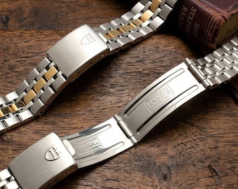 19mm Prince Stainless Steel Bracelet for Vintage Tudor Watch Oysterdate 74000 90500, Oyster Style Replacement Watch Band Strap