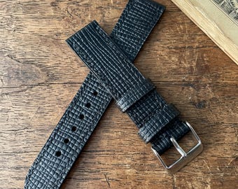 Handmade Custom 18mm 20mm 22mm 24mm Cross-Grain French Calf Leather Watch Band Strap Personalized Gift for Him Her