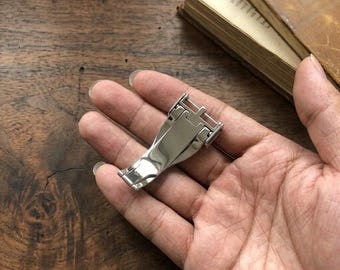 18mm Stainless Steel Butterfly Deployment Buckle Clasp Compatible with Tudor Leather Watch Straps
