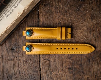 Handmade Custom Vegetable-Tanned Leather Watch Band – 18mm 20mm 22mm 24mm – Personalized Gift for Him or Her