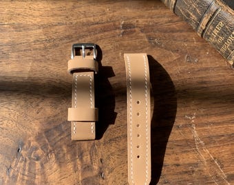 Handmade Custom 18mm 20mm 22mm 24mm Natural Full Grain Leather Watch Band, Vintage Rugged Leather Strap Personalized Gift for Him Her