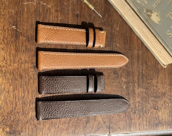 Handmade Custom 18mm 20mm 22mm 24mm Black Brown Leather Watch Band Strap for Tudor Omega Cartier Personalized Gift