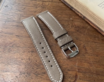 Handmade Custom 18mm 20mm 22mm 24mm Elephant Grey French Goat Leather Watch Band Strap Personalized Gift for Him Her
