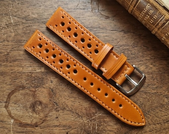 Handmade Custom 18mm 20mm 22mm 24mm Brown Vegetable Tanned Leather Watch Band, Full Grain Cowhide Watch Strap, Personalized Buckle Gift