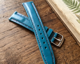 Handmade Custom Vegetable-Tanned Goatskin Watch Band 18mm 20mm 22mm 24mm Leather Watch Strap Personalized Gift for Him Her