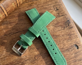 Handmade Custom 18mm 20mm 22mm 24mm Suede Full Grain Leather Watch Band, Soft Matte Leather Strap Personalized Gift for Him Her
