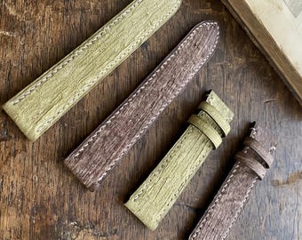 Handmade Custom 18mm 20mm 22mm 24mm Matcha Green Bark Texture Leather Watch Band for Longines Hamilton Baume & Mercier Gift