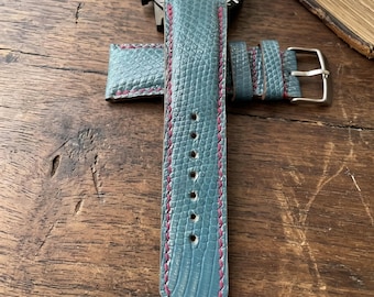 Handmade Custom 18mm 20mm 22mm 24mm Lizard Skin Leather Watch Band Strap Personalized Gift for Him Her
