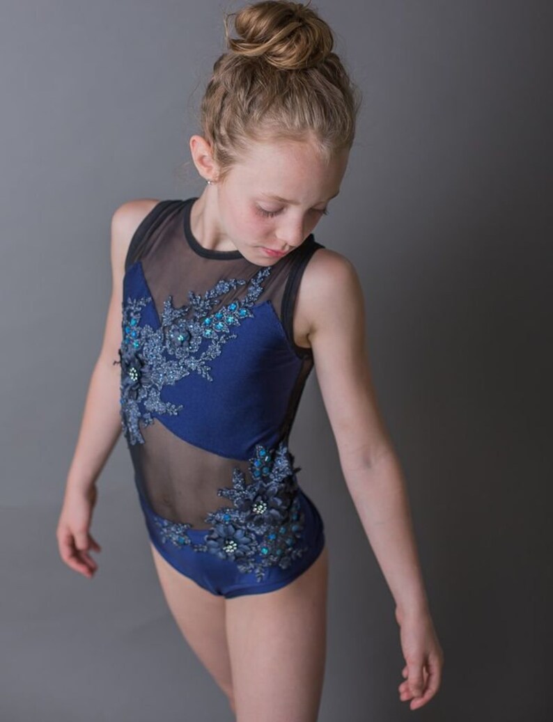 Navy and Black Lace Dance Costume. Lace Dance Leotard. Ready Etsy