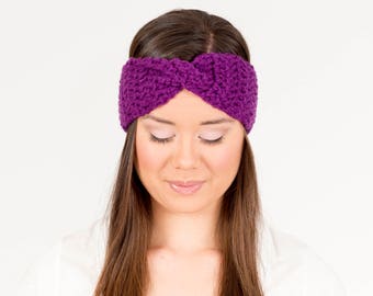 CROCHET PATTERN - The Turban Twist Earwarmer Crochet Pattern , DIY Easy Chunky Headband Tutorial -by VintageLookCreations