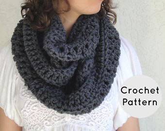 CROCHET PATTERN - The Double Thick Infinity Loop Scarf, Crocheted Circle Scarf / Cowl, DIY Easy Neck Warmer -by VintageLookCreations