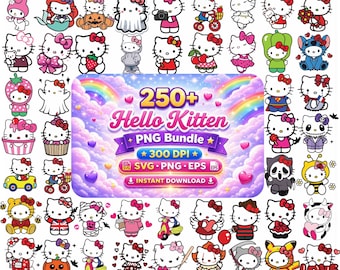 250+ Kawaii Cat Clipart | Animal Friends PNG SVG Bundle (Digital Download)