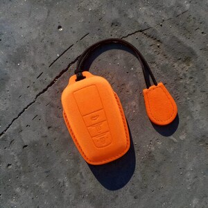 Leather Toyota Key Cover w/ Strap Keychain & Trunk Release, Prius Camry Corolla RAV4 C-HR Land Cruiser Prado
