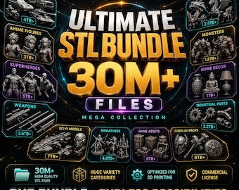 3D STL Pack – +20,500,000+ Files| Mega Bundle 300TB| 3D Printing Files | Instant Download