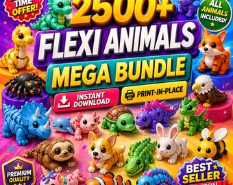 2500+ Flexi Animal STL Files Bundle – Articulated 3D Print Animals – Commercial Use Included