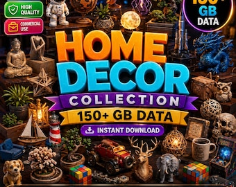 150+ GB Home Decor STL Bundle | Lamps, Holders, Keychains, Organizers (Instant Download)