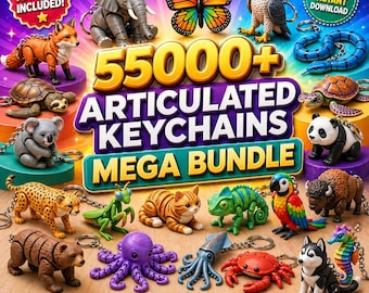 5500+ Articulated Keychain STL Bundle, Animals & Toys 3D Print Files (Instant Download)