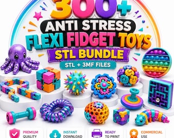 300+Flexi Fidget Toys STL Bundle | Articulated 3D Print Toys & Sensory Models | Print-in-Place STL Files