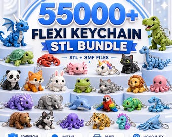 5500+ Articulated Keychain STL Bundle, Animals & Toys 3D Print Files (Instant Download)
