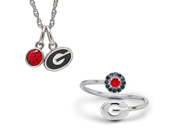 Gift Set-Love Georgia Bulldogs Ring and Necklace | Officially Licensed UGA Jewelry | Georgia Ring | Georgia Bulldogs Necklace | UGA Gift