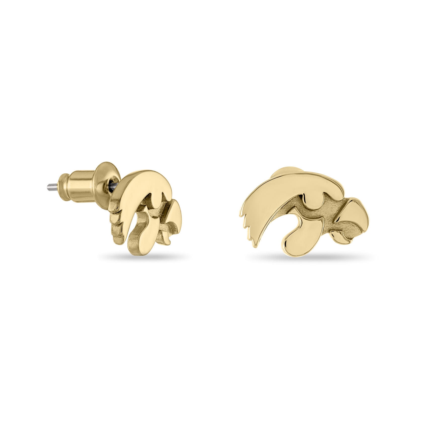 Iowa Hawkeye Stud Earrings for Women - Hawkeye Logo Gold Plated Earrings - Stainless Steel Hypoallergenic Earrings - Iowa Hawkeyes Gifts