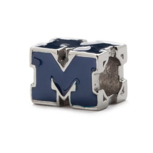Stone Armory University Of Michigan Bead Charm | Michigan Wolverines Jewelry | Blue 4-Sided Block M Bead Charm | Perfect UM Gift