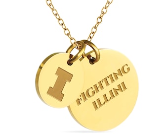 Stone Armory Officially Licensed Necklace for Illinois Fighting Illini - 18K Gold-Plated Stainless Steel Gentle on Skin - Adjustable 16-20in