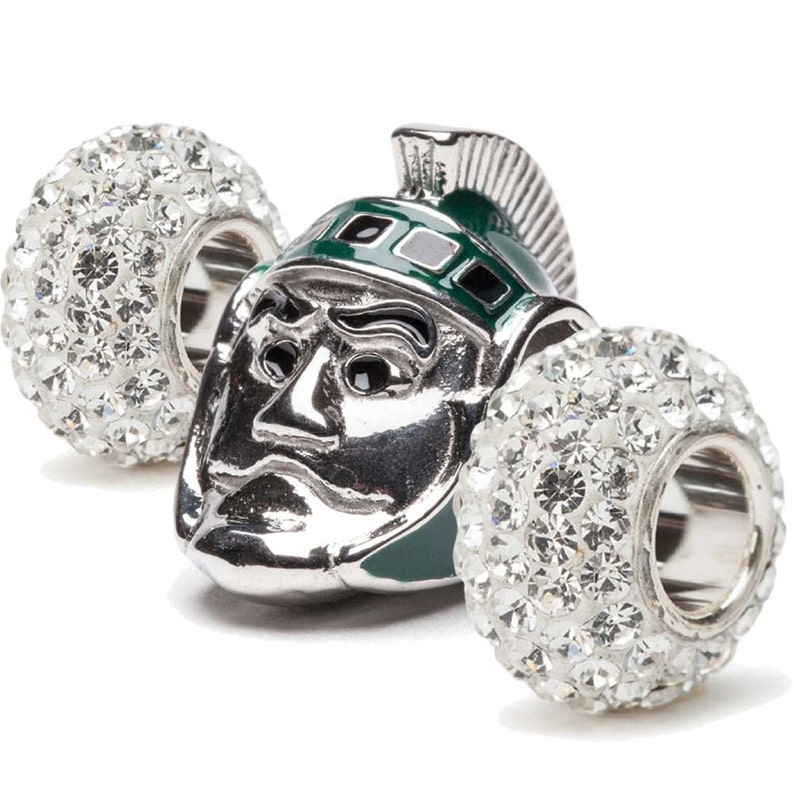 Michigan State College Jewelry Sparty and Clear Crystal