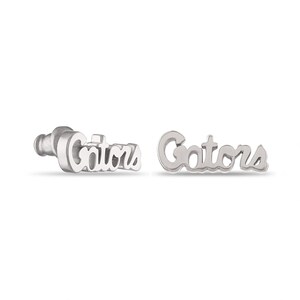 May include: Silver stud earrings with the word "Gators" in a cursive font.