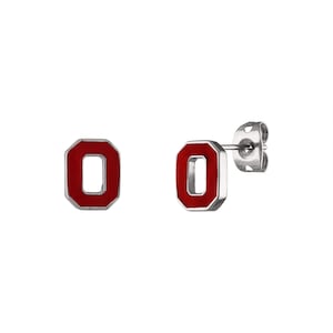 Stone Armory Ohio State Stud Earrings | Ohio State Buckeyes Jewelry | Stainless Steel Block O Studs | Perfect OSU Buckeye Gift