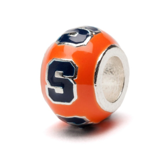 SU Charms Syracuse University Charm Stainless Steel Syracuse Oranges Gifts Syracuse Charms Officially Licensed Syracuse University Jewelry Orange S on Round Blue Bead SU Oranges Charm
