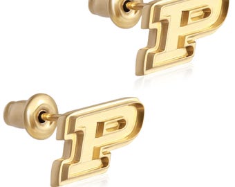Stone Armory Officially Licensed Earrings for Purdue Boilermakers - 18K Gold Plated Stainless Steel for Sensitive Skin - Adjustable 16-20in