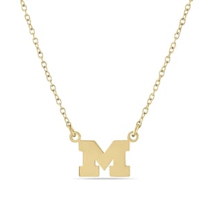 Stone Armory Officially Licensed Michigan Block M Necklace – 18K Gold Dipped Stainless Steel – Hypoallergenic Adjustable UM Wolverines Gift