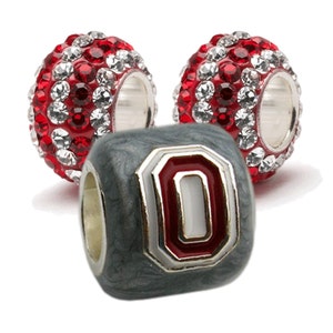 Ohio State Charms | Ohio State Gray Block O with Crystal Charms |  Officially Licensed Ohio State Jewelry | OSU Gifts | Ohio State Jewelry |  OSU Charms