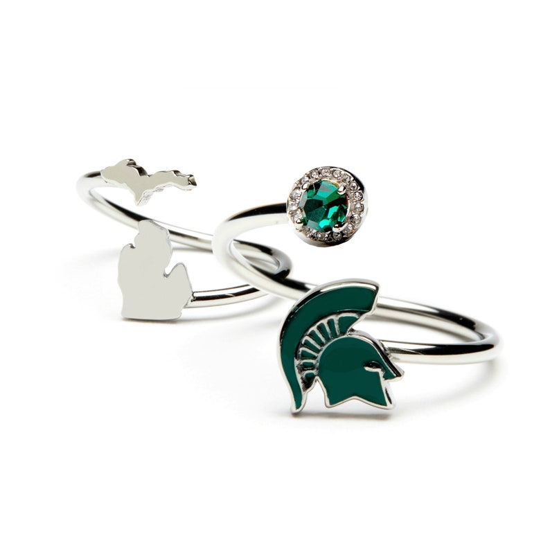 Michigan State University Jewelry MSU Ring Gift Set-Love Michigan Spartans One for You and One for Me Rings Michigan Rings