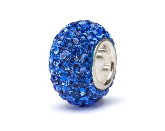 Blue Crystal Bead (Small), silver