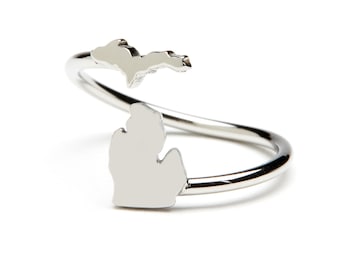 Stone Armory Officially Licensed Michigan Ring – Adjustable Stainless Steel State of Michigan Jewelry – Perfect Michigander Gift