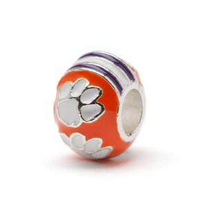 Stone Armory Clemson Bead Charm | Clemson Tigers Jewelry | Orange and White Paw Logo Charm | Perfect Clemson Gift