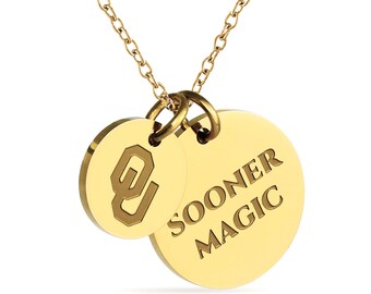 Stone Armory Officially Licensed Necklace for Oklahoma Sooners - 18K Gold-Plated Stainless Steel for Sensitive Skin - Adjustable 16-20in