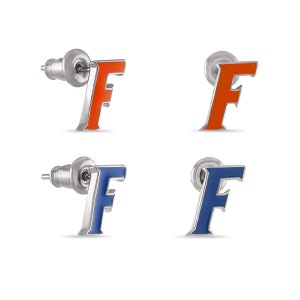 University of Florida Gators Womens Earrings - Blue and Orange F Stud Earring Set - Florida Gators Gifts and Game Day Gear