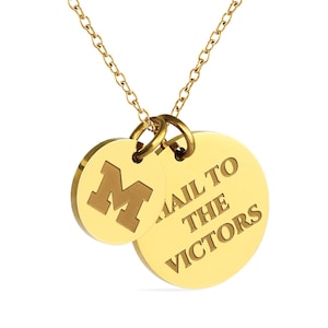 Stone Armory Officially Licensed Necklace for Michigan Wolverines - 18K Gold-Plated Stainless Steel for Sensitive Skin - Adjustable 16-20in