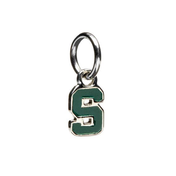 Michigan State Charm Msu Spartans Block S Pendant Etsy